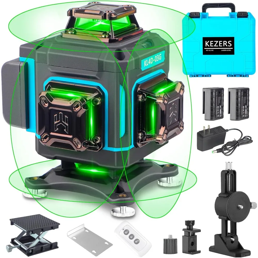 

4 x 360 Laser Level with Screen Green Laser Level Line tool Leveling and Alignment Laser Tool with Pulse Mode