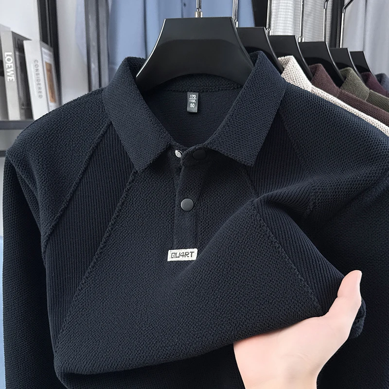 High End Collar Sweatshirt for Men's Spring and Autumn 2026 New Casual, Simple and Fashionable Winter Clothing Base Shirt