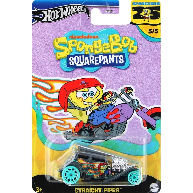 Original Hot Wheels Car SpongeBob SquarePants Boys Toys 1/64 Diecast 70s Van Pony-up Quick D-livery Second Wind Straight Pipes