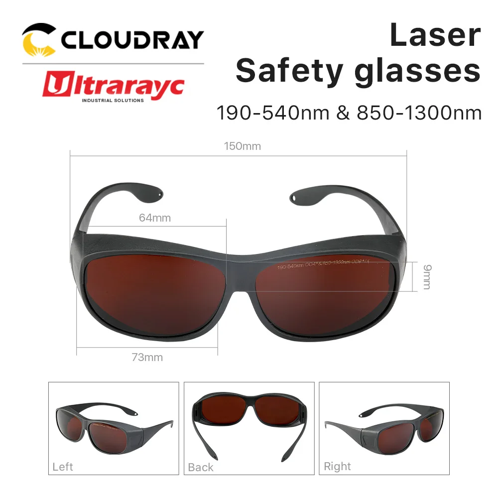 Ultrarayc-gafas de seguridad láser infrarrojo UV y verde, lentes protectoras para láser de fibra YAG DPSS, OD4 y OD8 +