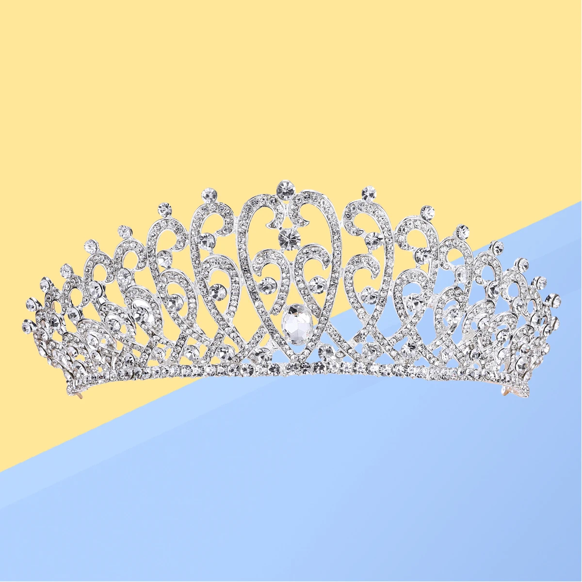 

Crown Princess Headband Girl Crystal Rhinestone Wedding Dress Bride Headdress Silver Bridal