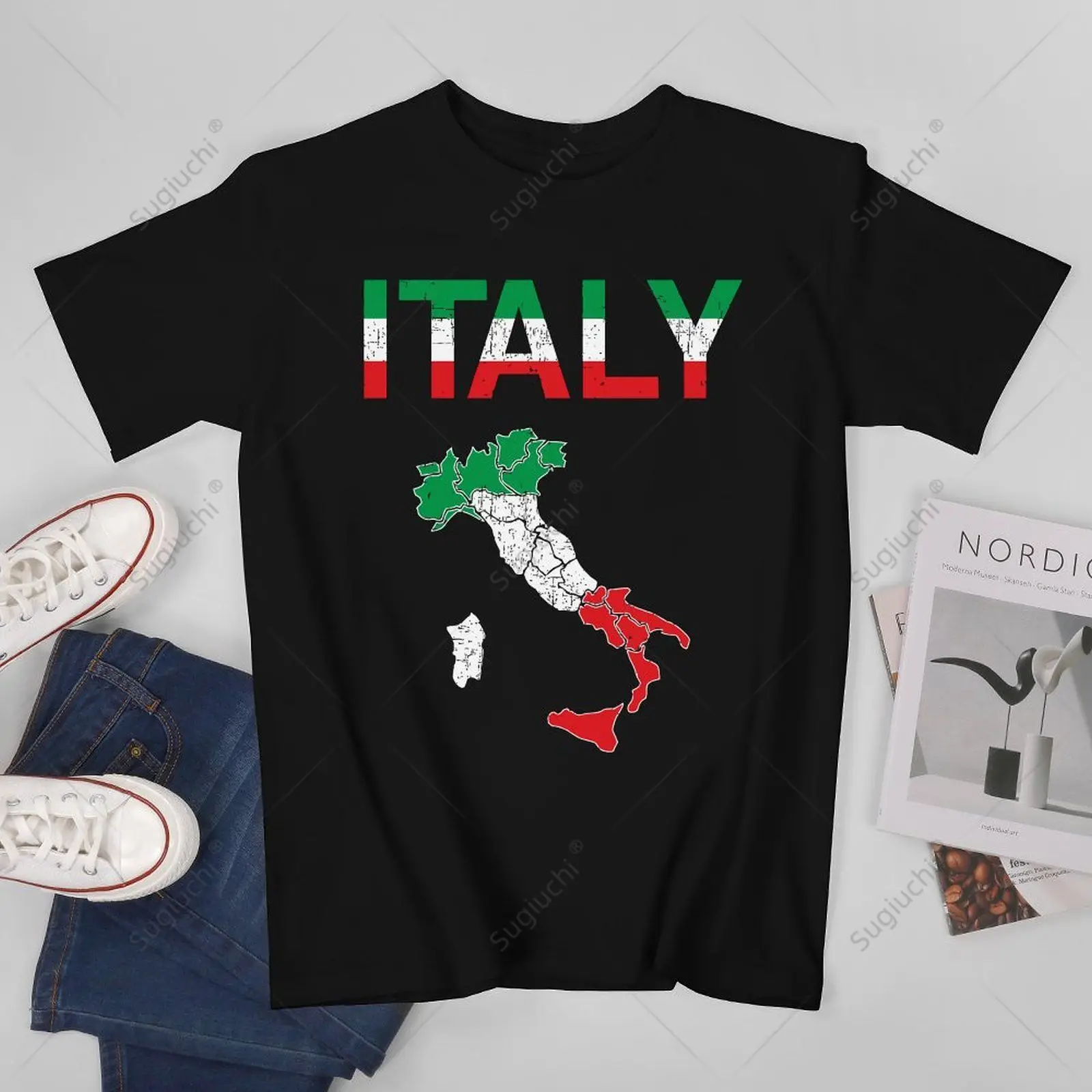 Men Italy Flag Vintage Italian Italia Tshirt Tees T Shirts Women Boys 100% Cotton T-Shirt