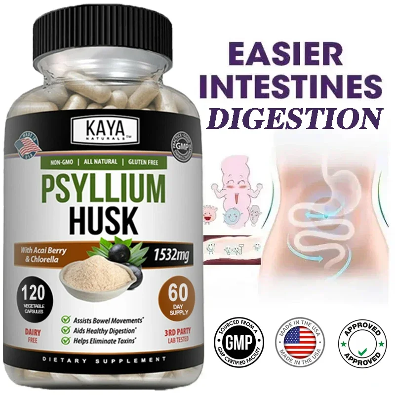 

Premium Psyllium Husk 1532mg Capsules - Muscle, Energy, Digestion, Appetite Suppressant, Detox, Vegetarian, Gluten Free, Non-GMO