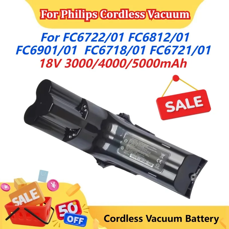 

New 3000mAh-5000mAh 18V Replacement Battery for Philips Cordless Vacuum FC6722/01 FC6812/01 FC6901/01 FC6718/01 FC6721/01