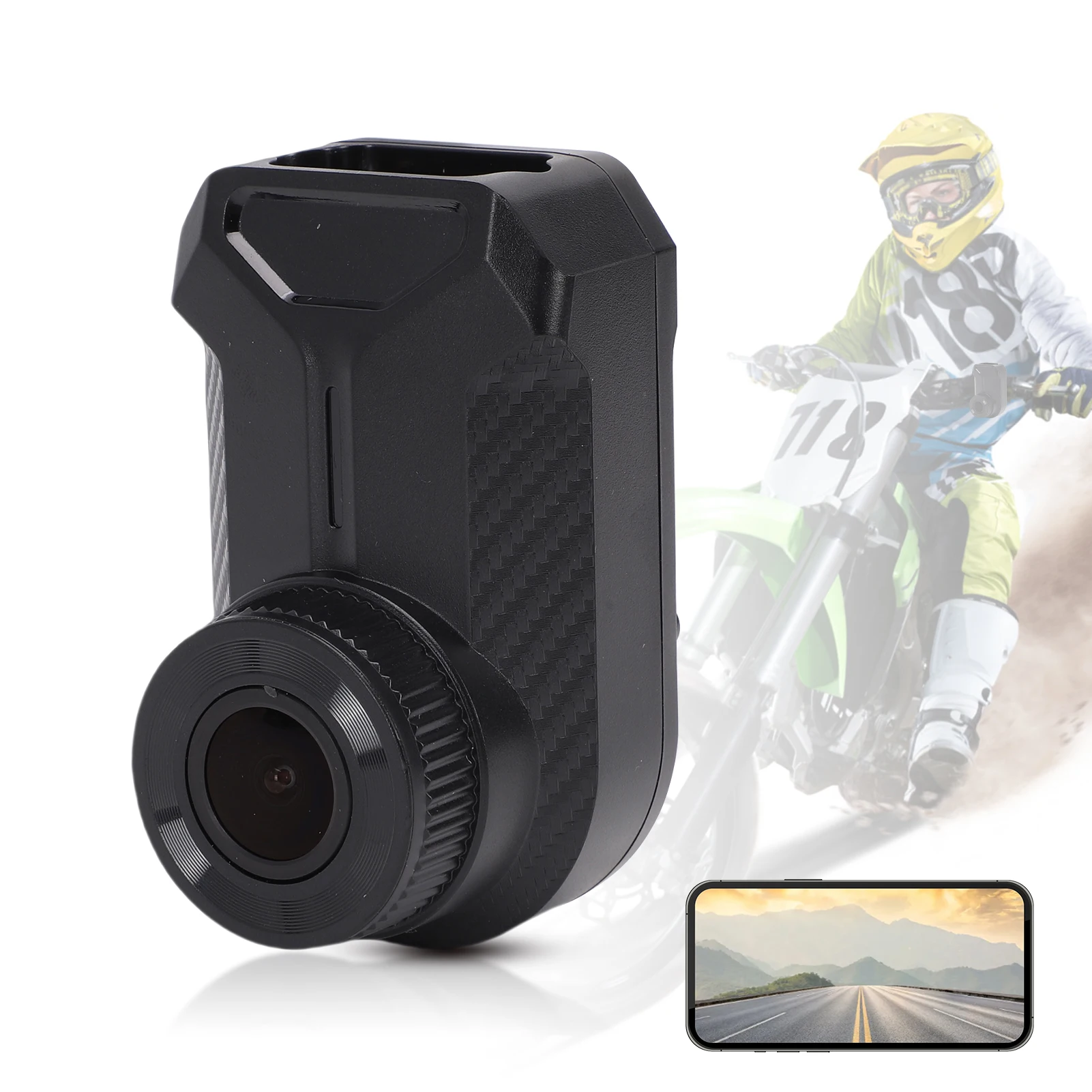 

2K Motorcycle Dash Cam 2.4G WiFi Riding Recorder with APP Control Loop Recording Plug and Play TF Card Support