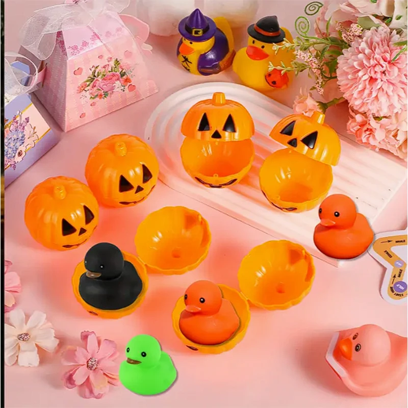 12/24 Set Halloween Rubber Ducks, With Pumpkin Box Halloween Party Favors Halloween Basket Stuffers, Gift Exchange