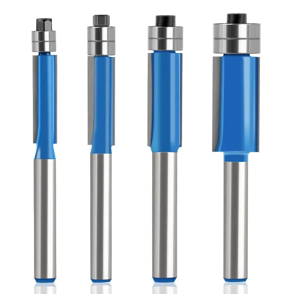 1PC 1/4 "6.35MM 6MM 생크 밀링 커터 나무 조각 이중 베어링 플러시 트림 비트 라우터 비트 목공 우드 비트 페이스 밀