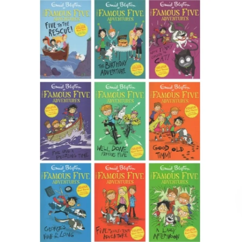 9 Books/Set Enid Blyton The Famous Five Adventures Collection Children English Picture Book Detective Stories Libros Livros