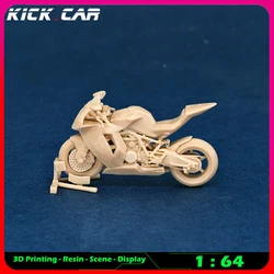 1/64 motocykl Kickcar (bez migoczącego stojaka) bezbarwny Model samochodu z żywicy garażowa scena Diorama dekoracja zabawka