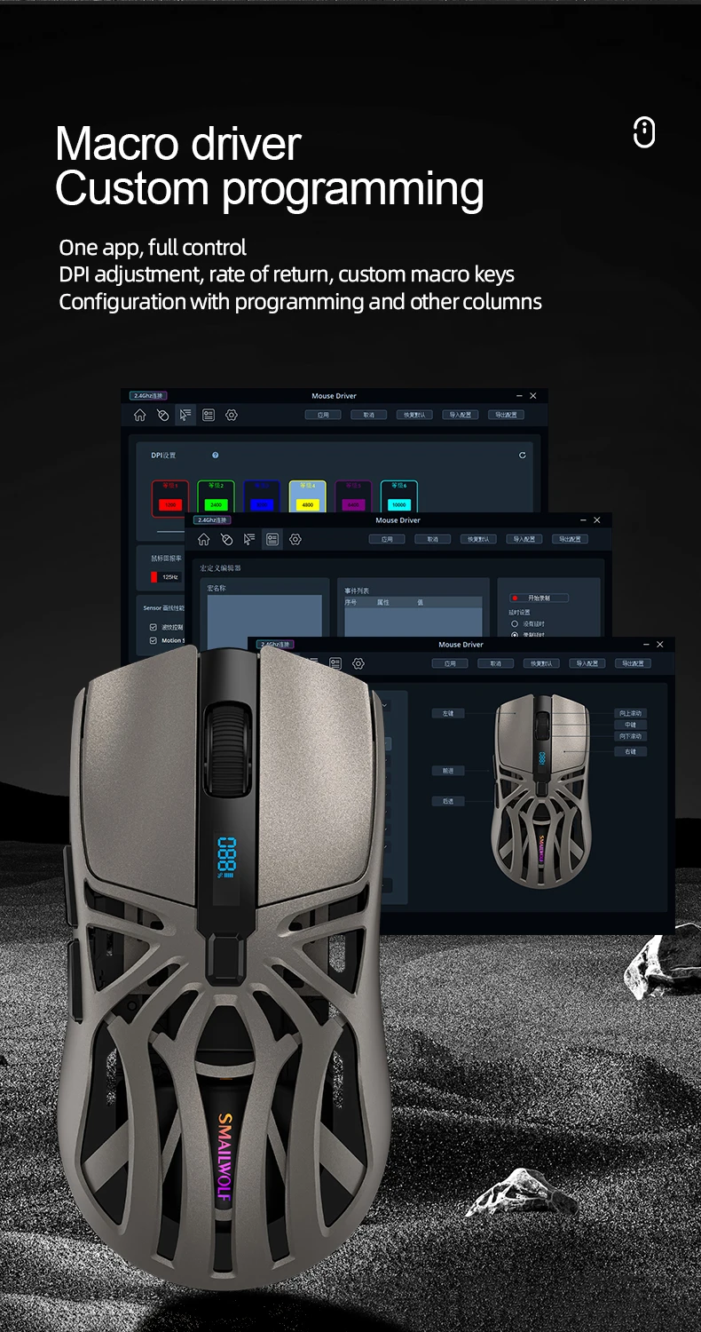 SMAILWOLF RS8 Bluetooth Kabellose 2,4G Gaming-Maus Drei-Modus Leichtgewicht PAW3311 E-Sports-Spiel 1K Rücklaufrate 10000DPI Computer – Detail 11
