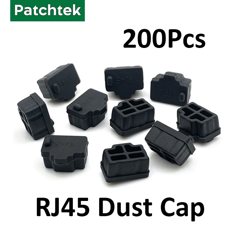 

PATCHTEK 1-200 шт. Защитные колпачки RJ45 от пыли, заглушки для портов Ethernet, пылезащитные накладки для ноутбуков, компьютеров, роутеров, коммутаторов, коннекторов RJ45