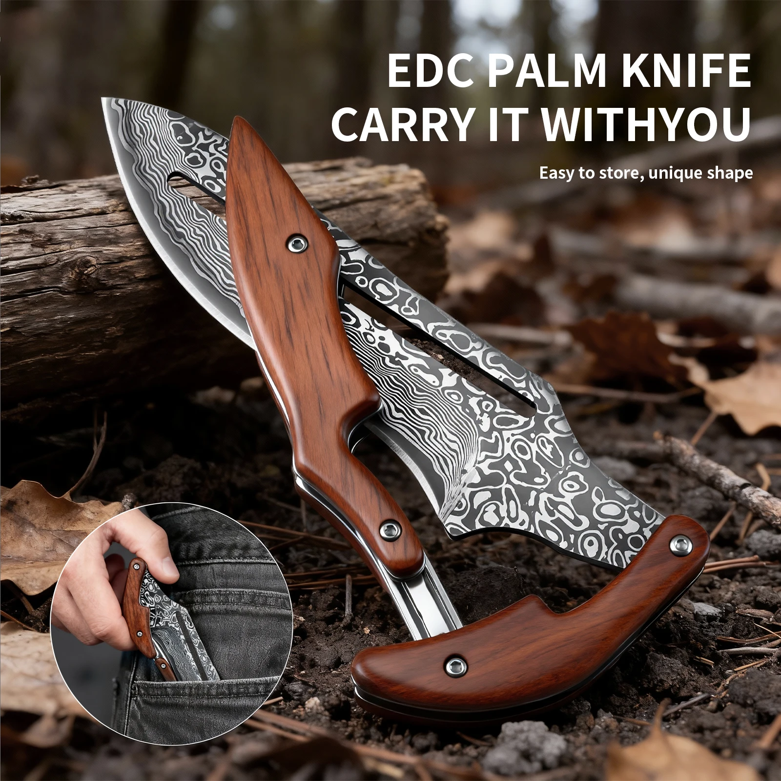 سكين للفرد دمشق بليد سكين ميكانيكي في الهواء الطلق EDC سكين جيب التخييم الصيد الدفاع عن النفس سكينة تكتيكية ، أداة متعددة