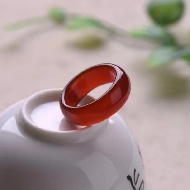 

Natural Real Gem Crystal Pendant Red Jade Rings Jewelry Lucky Accessories