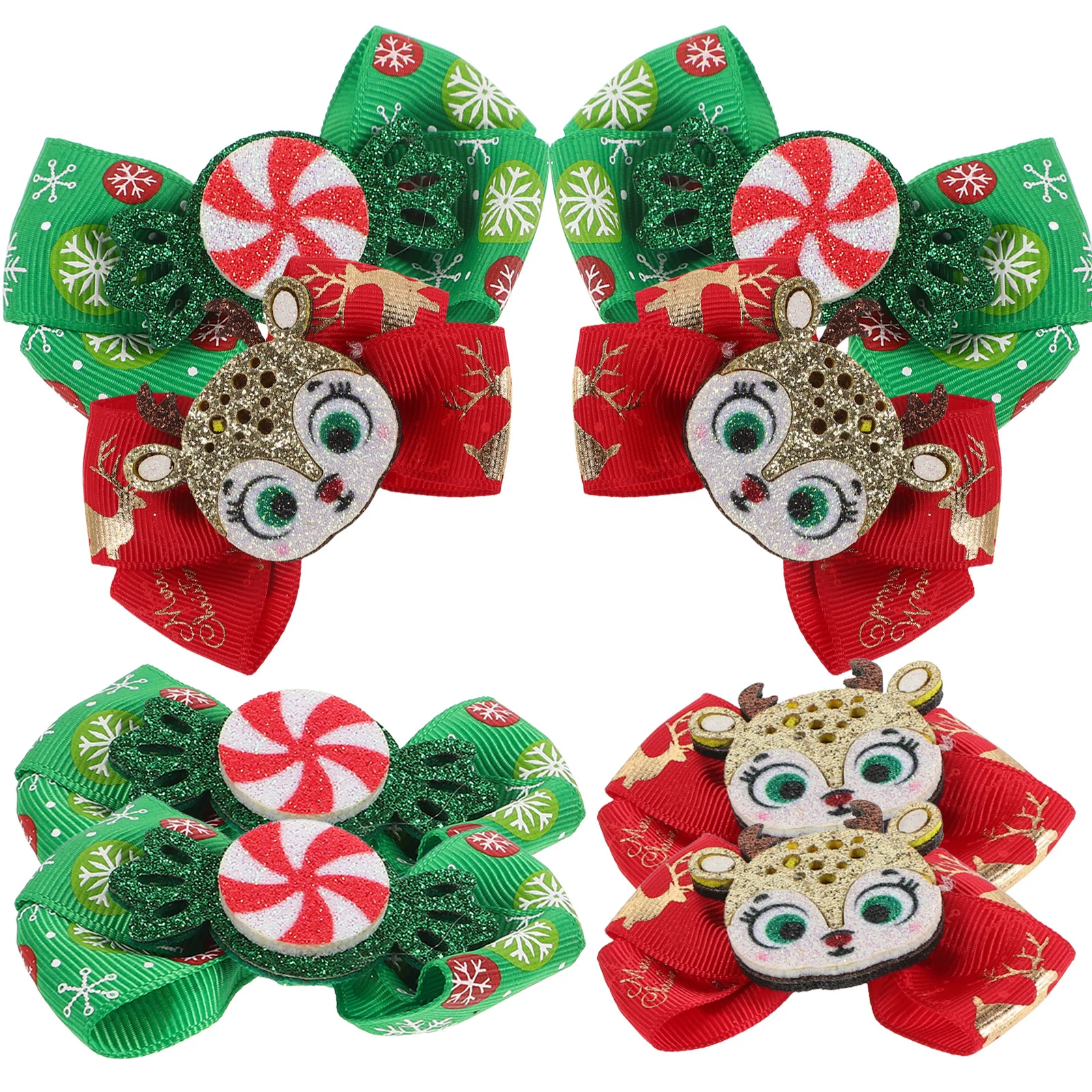 

8Pcs Kids Christmas Hair Clips Glitter Hairpins for Girls Festive Holiday Hair Accessories Cute Christmas Bows for Toddlers