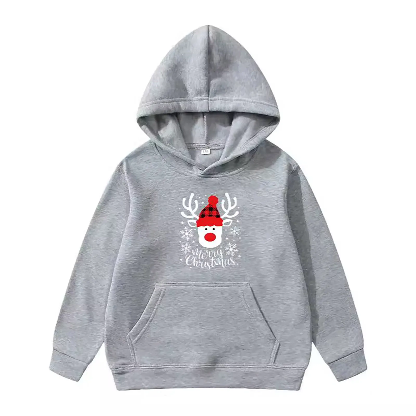 2024 New Christmas Print Hoodie Children Hoodies Fashion Casual Pocket Decoration Hooded Xmas Sweatshirt Tops Kids Baby Clothes