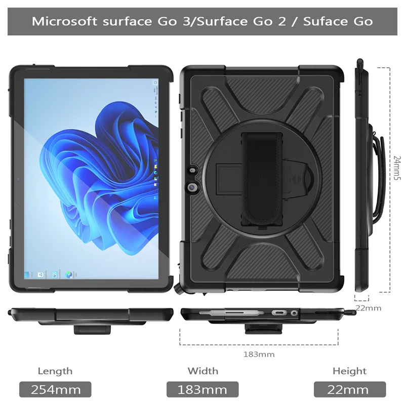 360 Rotating Shockproof Laptop Cover For Microsoft Surface Pro 9 8 13