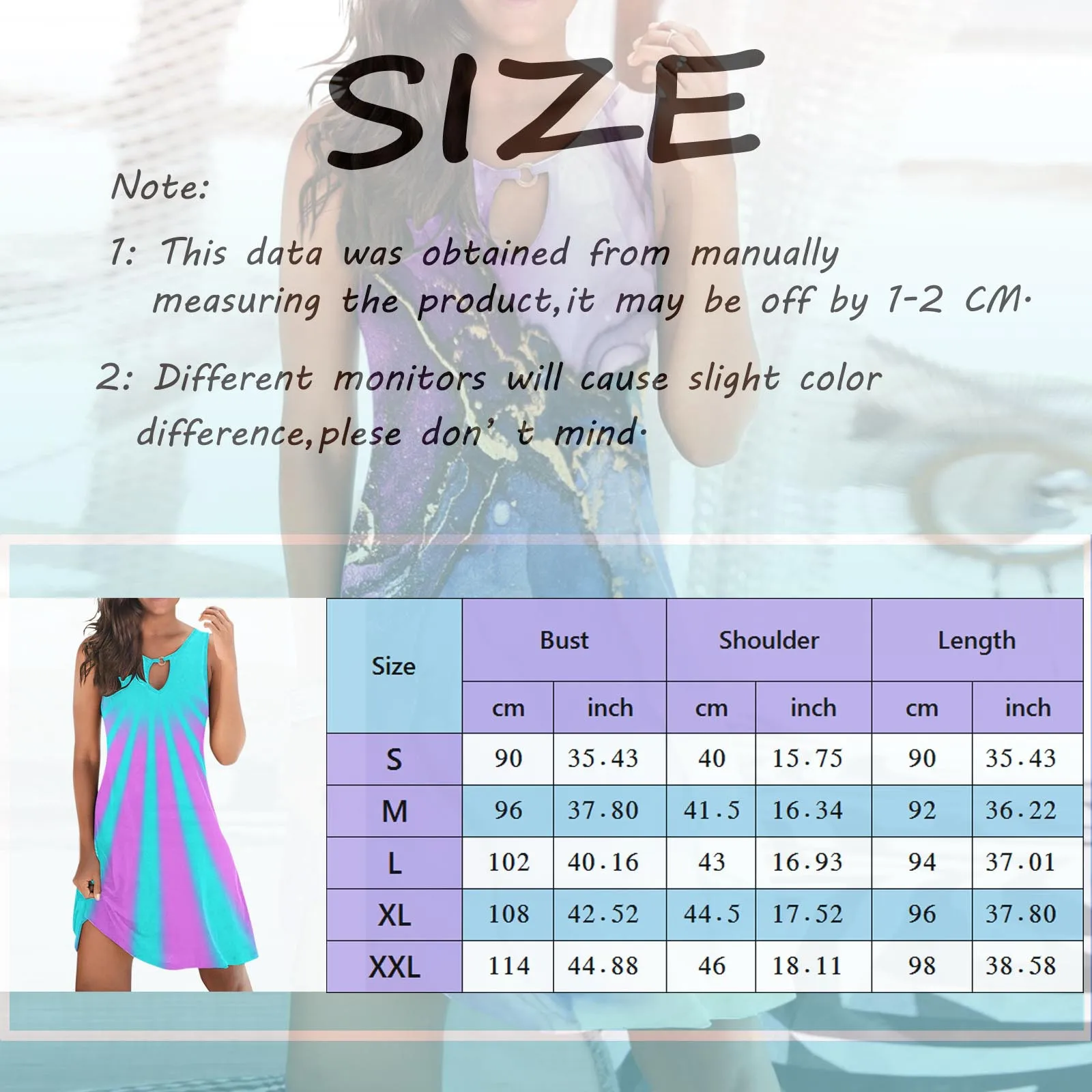 Women's Summer Loose Dresses V Neck Hollow Out Sleeveless Tie Dye Printing Casual Beach Dresses For Women Vintage Mini Dress