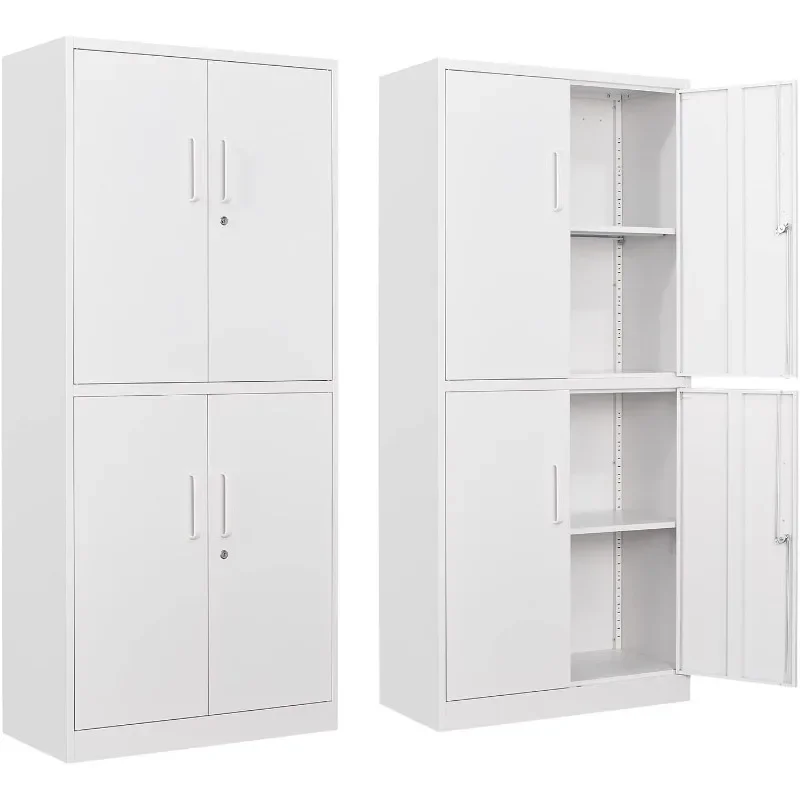 Metal Storage Locking Cabinet with 4 Doors and 2 Adjustable Shelves,71