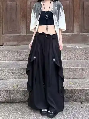 Y2k Gothic Harajuku Skirt Pants Japanese Irregular Stitching Samurai Hakama Genderless Streetwear Campus Valentines Pants Unisex