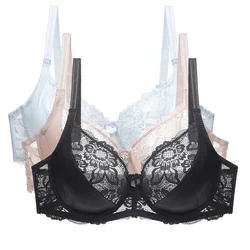 Soutien-gorge Sexy en dentelle pour femmes, grande taille B C D E, Bralette ultra-mince en pur coton, brassière 95E, sous-vêtements, nouvelle collection 2023