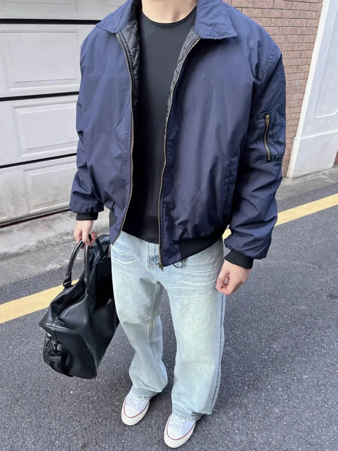 

Olive een Pilot Jaet Men's Winter Bomber Sle Baseball Collar Cotton Coat Youthful Casual Thiened Long Sve Pure Color