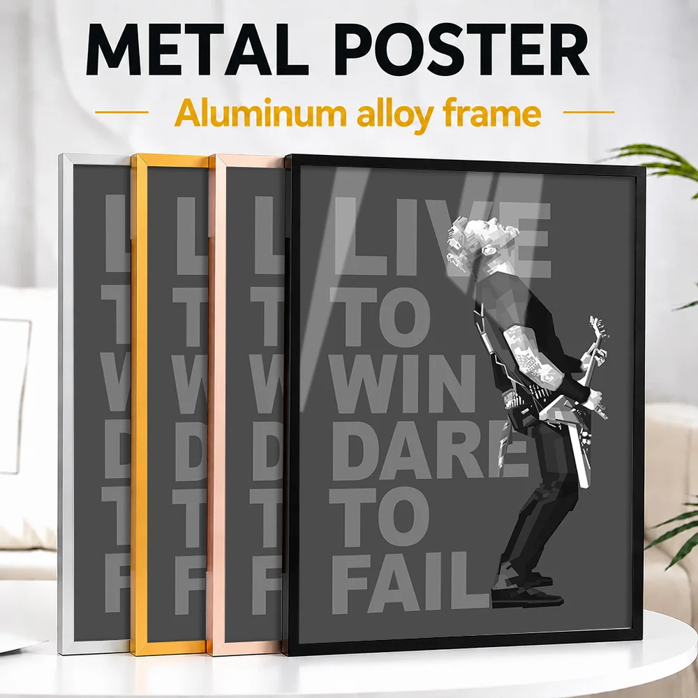 Lenny Kravitz Rockstar Quote Portrait Framed Metal Poster Personalized Recording Tribute Wall Art Ideal For Listening Lounge