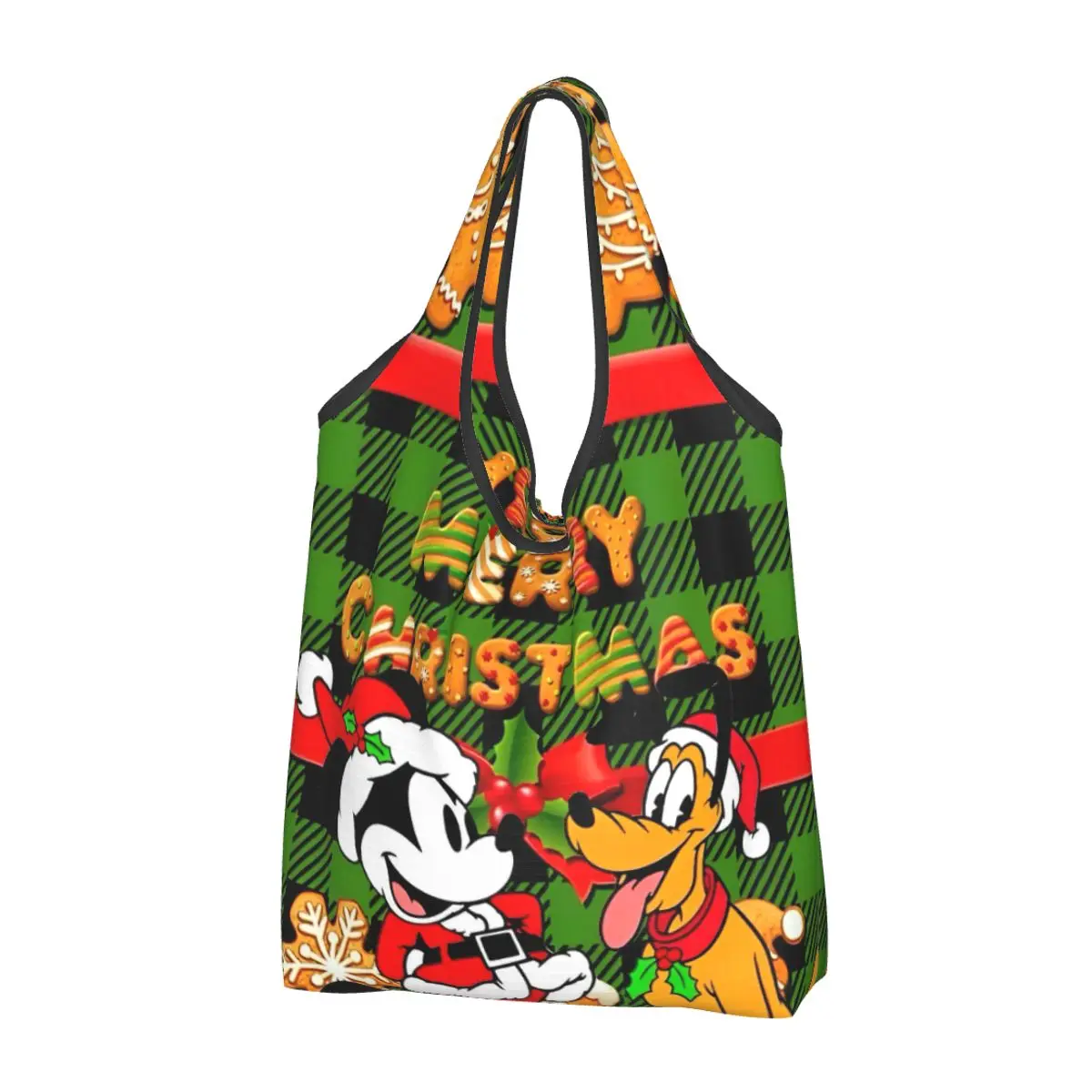 

Mickey Mouse Christmas Shopper Bag Office Handbags Student Print Shoulder Bag Leisure Cloth Tote Bag