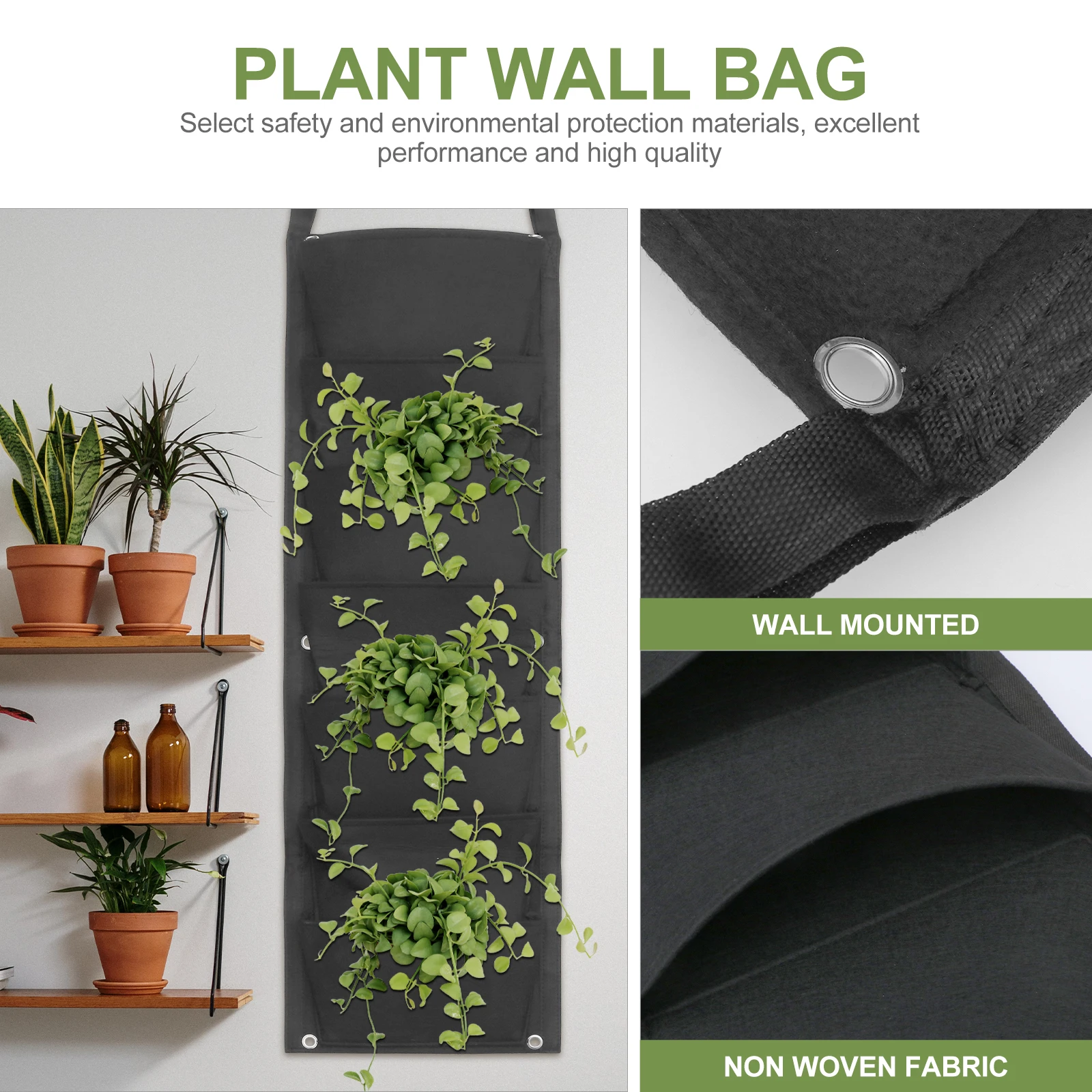 

2pcs Felt Cloth Planting Bag Wall Hanging Durable Degradable Balcony Decor Environmental Protection
