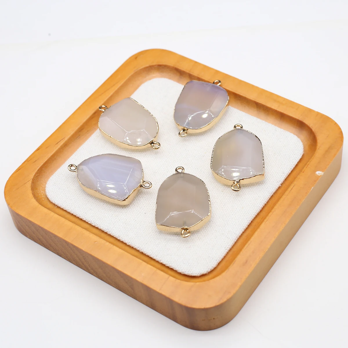 

Natural Stone Connector Gray Agate 27x37mm Supplies Charms for DIY Women Men Necklace Bracelets Jewelry Making Accessories