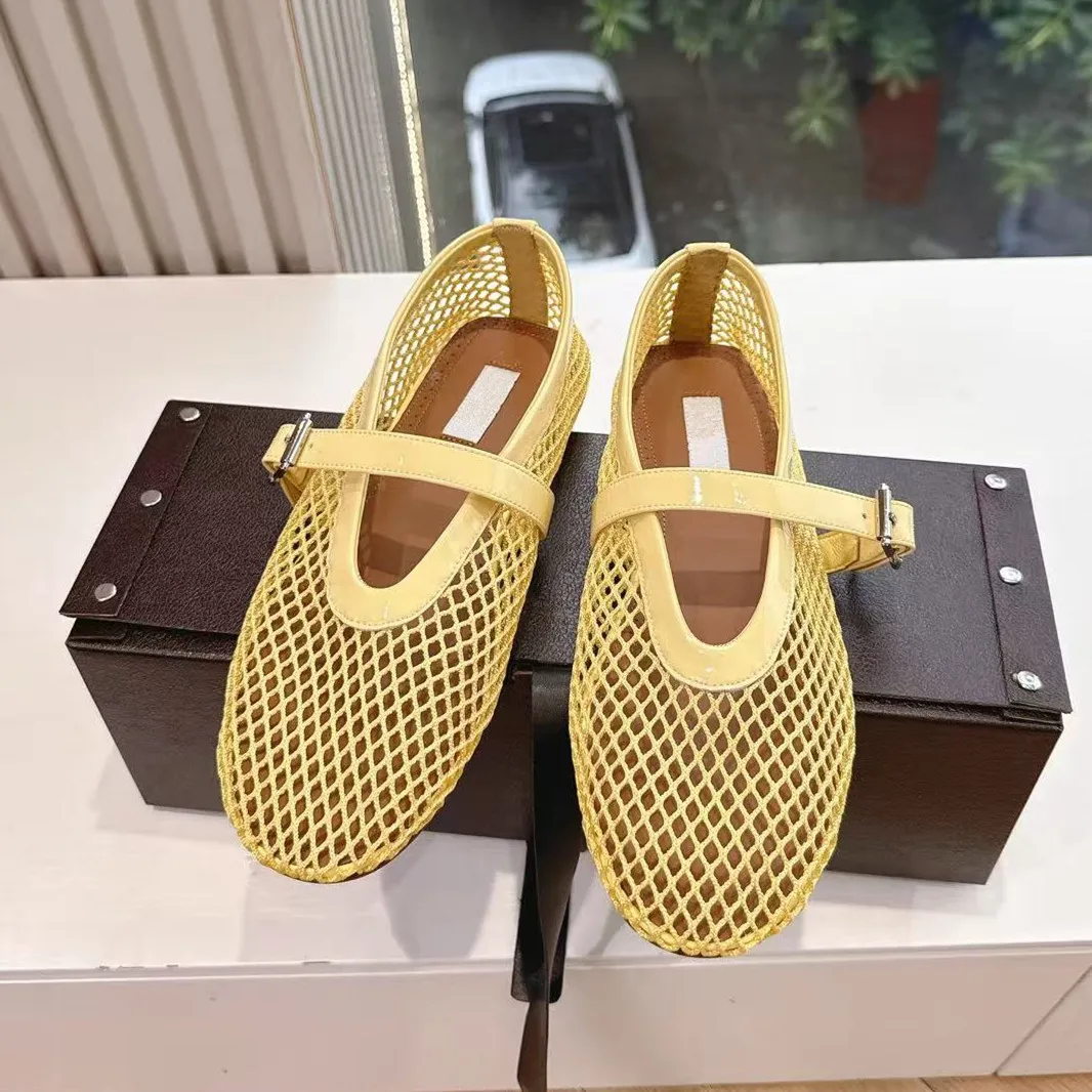 Zapatos Planos de Diseño de Marca con Malla Tejida Estilo Mary Jane para Mujer, Sandalias Huecas con Diseño de Hada y Falda, Zapatos Planos de Ballet