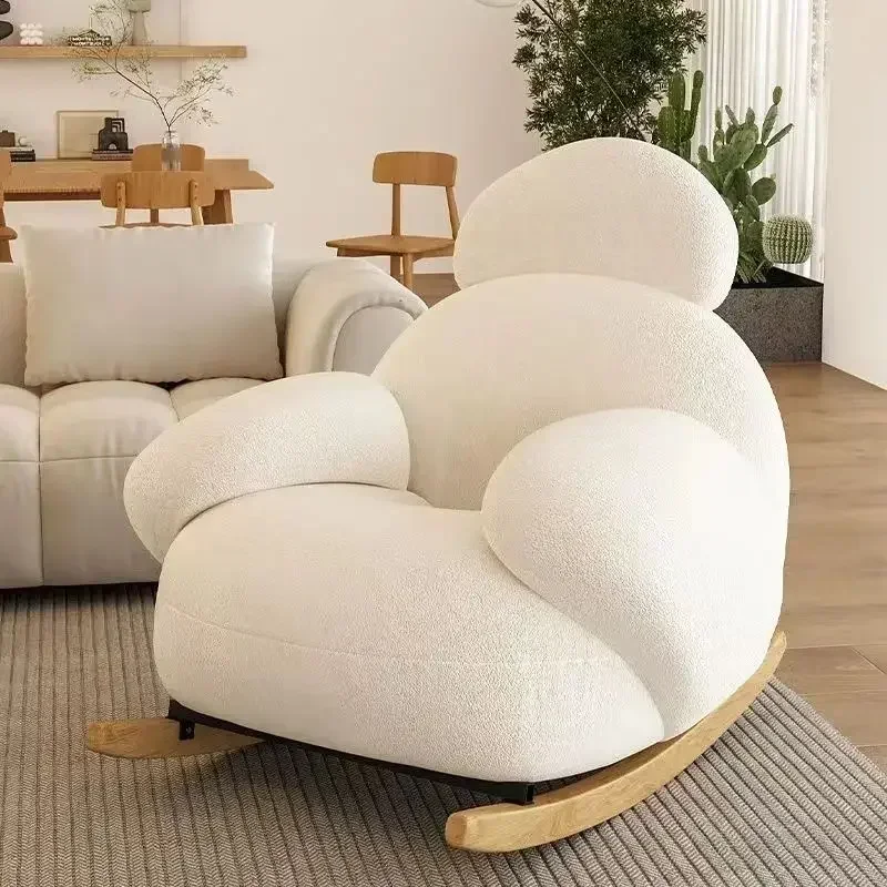 

Living room cream wind cloud leisure sofa household balcony lazy big white rocking chair