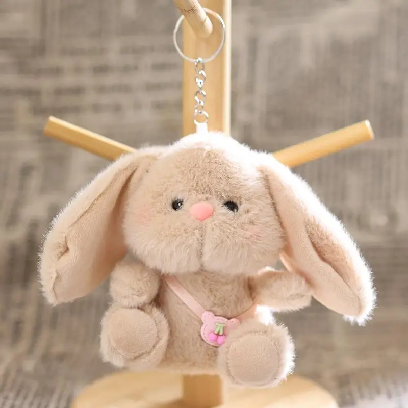 14cm Bunny Keychain Cartoon Little Rabbit Stuffed Doll Keyring Soft Plush Toy Key Holder Bag Pendant Backpack Hanging Decoration
