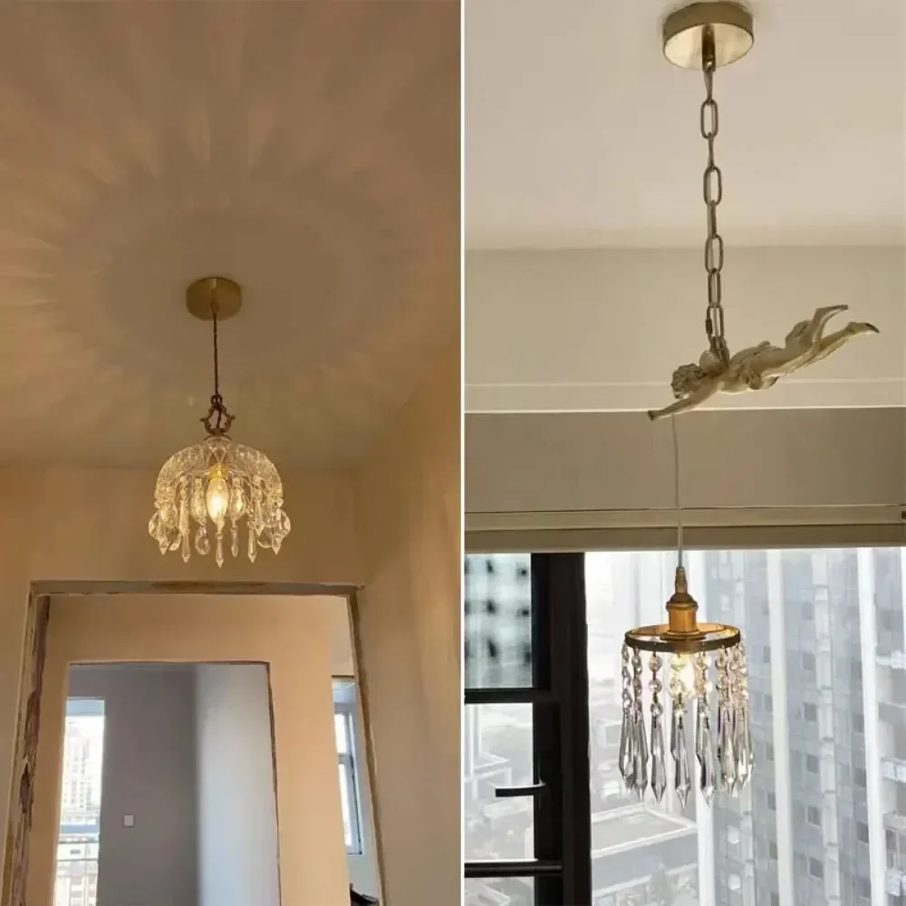 Teto de cobre led lustre nordic luxure lâmpada cristal sala estar moderna pendurado luminária quarto decoração casa lustre