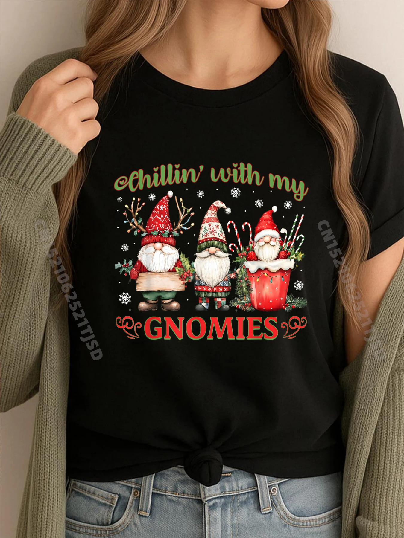 

Chillin With My Gnomies Рождественский друг семьи гномы хлопковые футболки с рисунком графические футболки на День благодарения