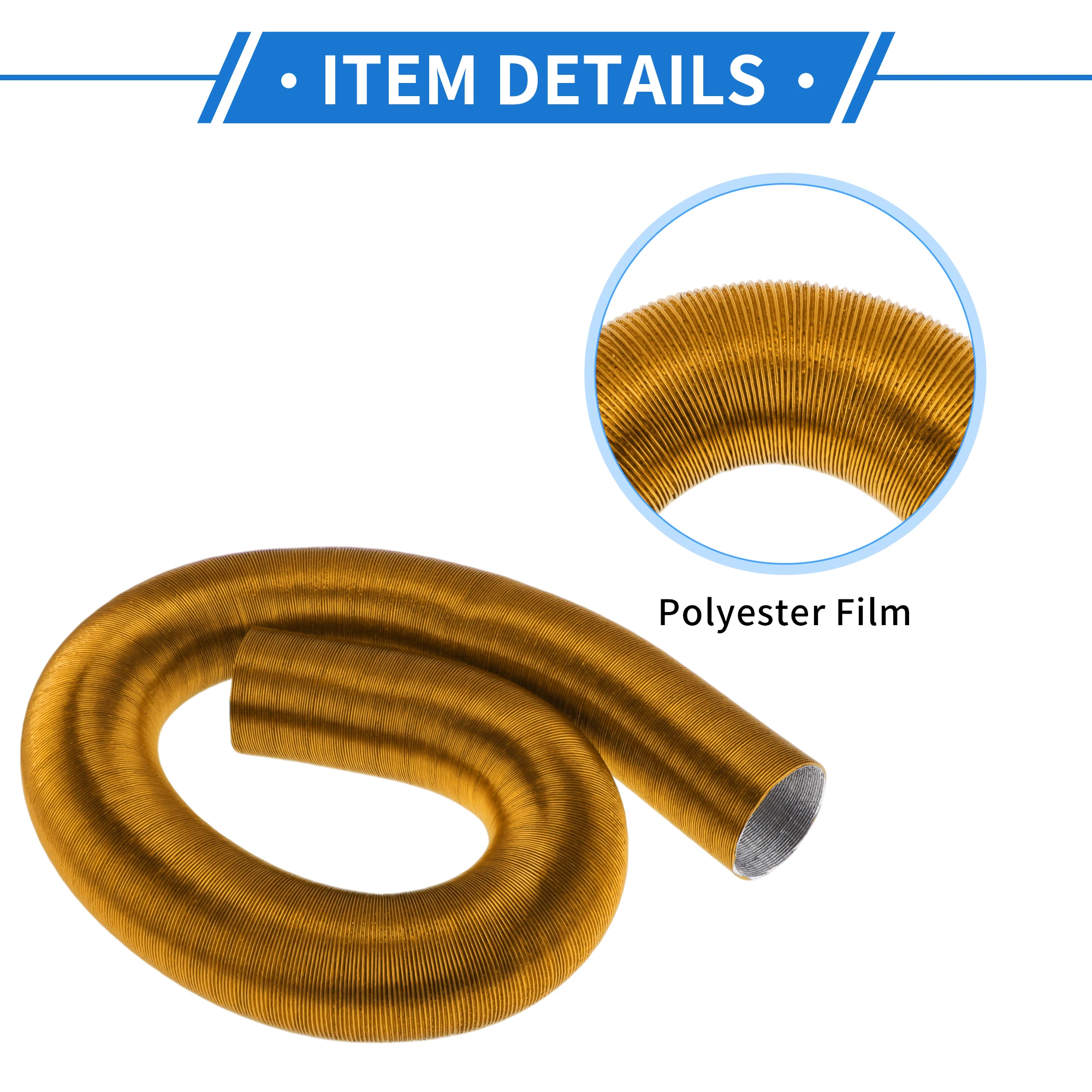 

UXCELL 60 мм диаметр 200 см автомобильный обогреватель воздуховод шланг теплого воздуха для дизельного обогревателя золотой тон