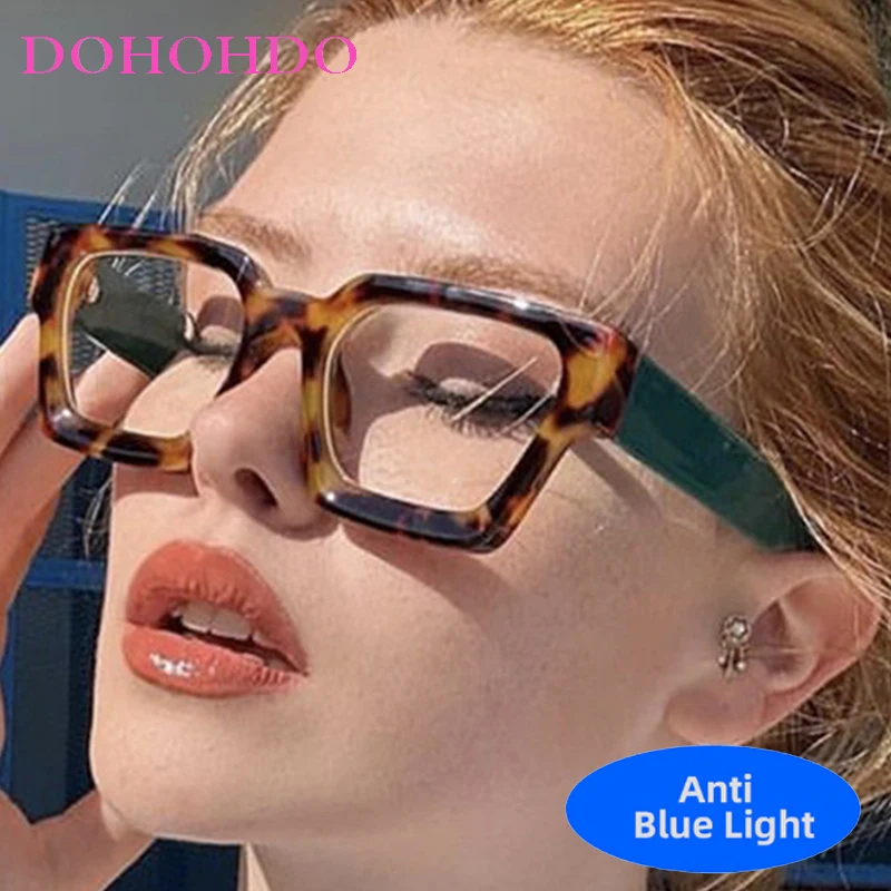 

Retro Luxury Brand Designer Square Glasses For Men Women Fashion Classic Blue Light Blocking Eyeglasses For Office Work Lentes