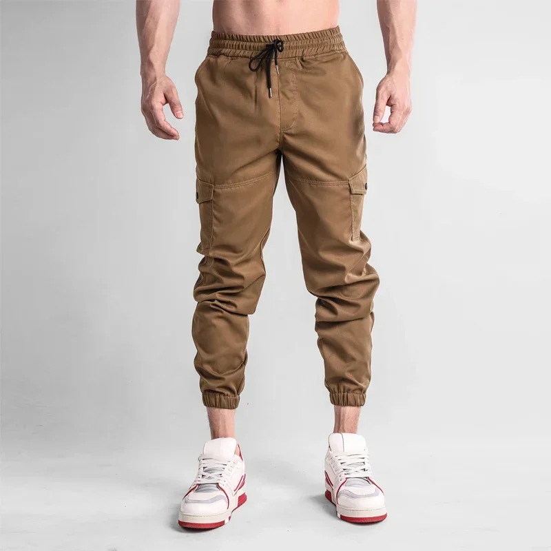 Men's Jogging Casual Pants with Multiple Pockets, Sports and Fitness Pants, Cotton Running Pants, Men's Clothing