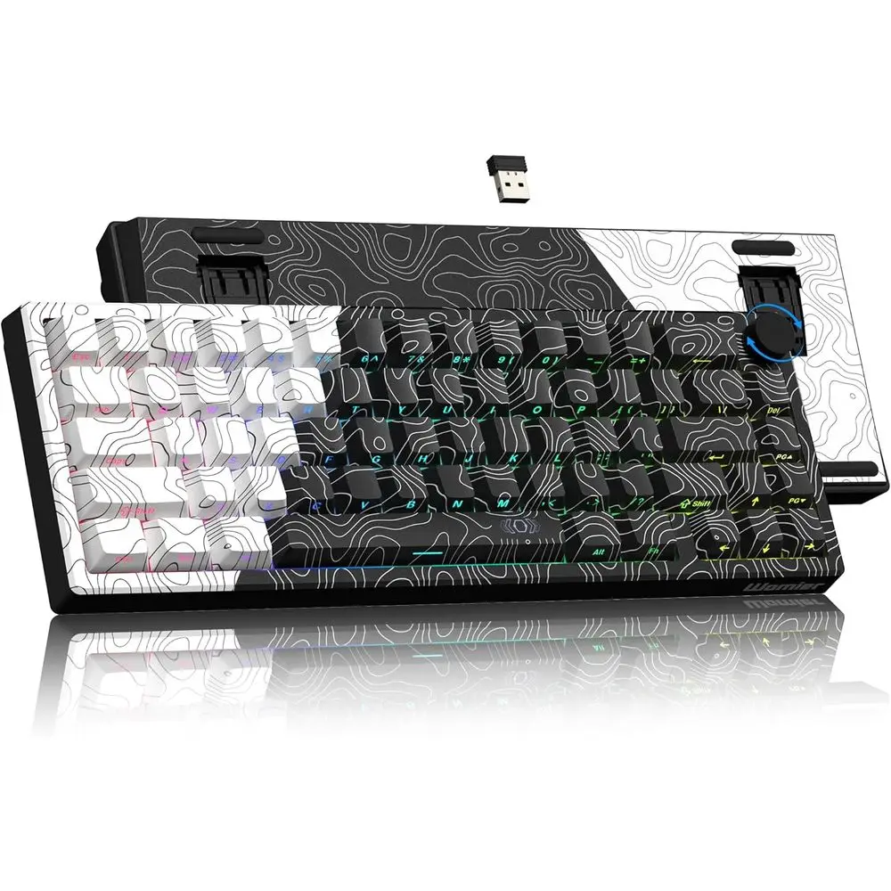 60% Mechanical Keyboard with QMK/VIA, Creamy Topographic Design, RGB Gasket Mount, Hot Swappable, Windows-Compatible Linear Swit