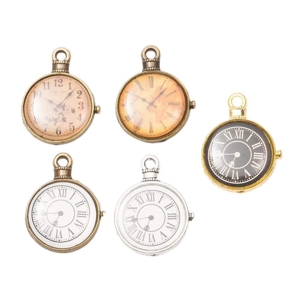 

15 Pcs Clock Pendant Charms Vintage Watch Jewelry Making Pendants Alloy Watches