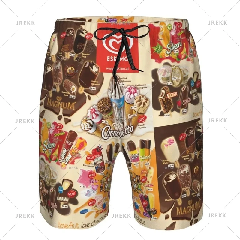 Ice Cream Poster Beach Shorts Men Kids Hot Sale Summer Popsicle Pattern Swimming Trunks Cool Street Oversized Short Pants