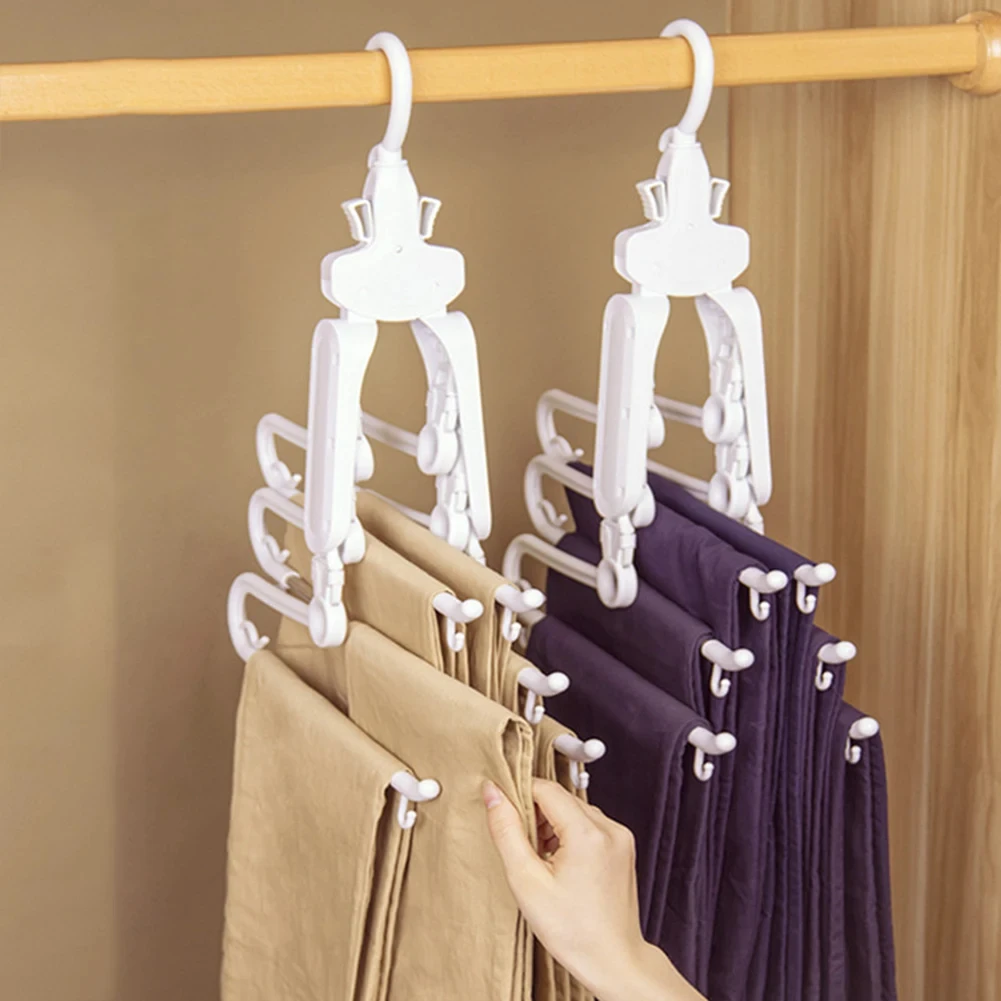 Newest Magic Hanger Folding Pants Rack Telescopic Household Multi-Function Pants Wardrobe Hanging Pants Storage