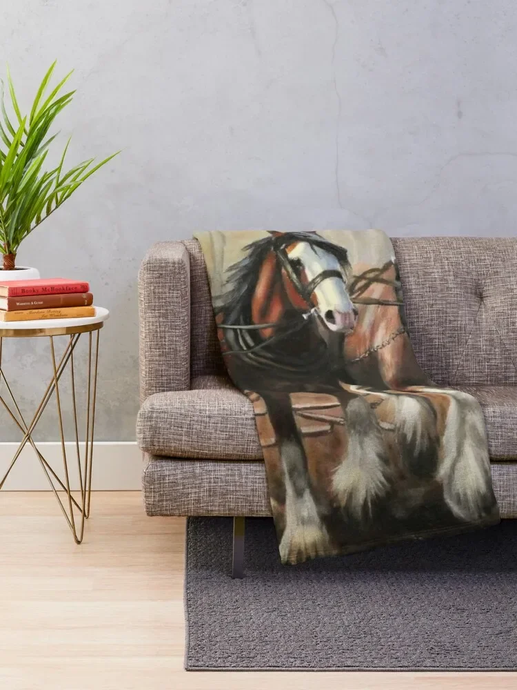 Clydesdale Horses Throw Blanket Soft Plaid Stuffeds Hairy Warm Blankets