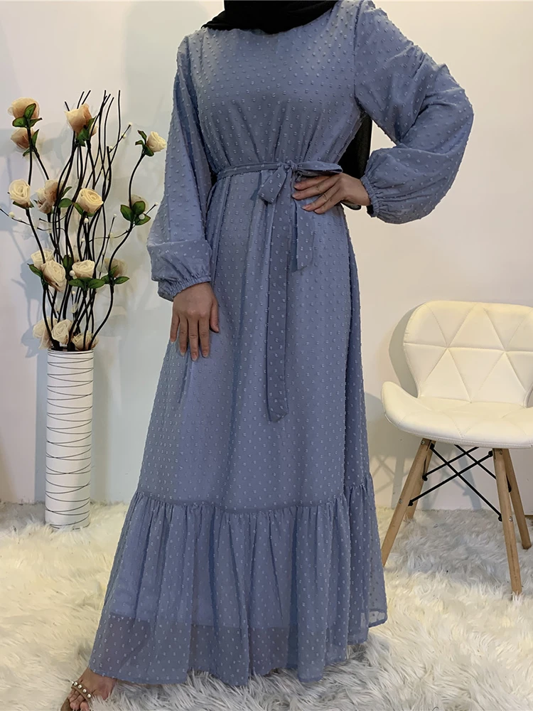 Eid Mubarak Abaya Dress Dubai Muslim Women Ruffles Hijab Dresses Turkey Islamic Clothing Caftan Marocain Vestido Musulmane Femme