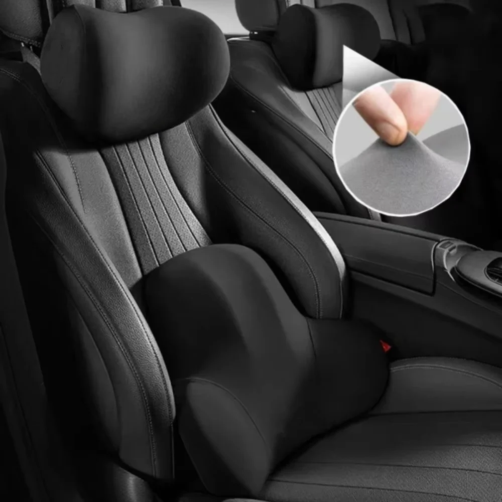 Encosto de cabeça do carro assento apoio lombar preto pescoço travesseiro para suprimentos de carro universal pescoço travesseiro cintura almofada assento de carro acessórios