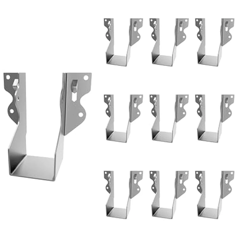 10Pcs LU24 2X4 Galvanizing Face Strong Tie Brackets Joist Hanger For Wood Hurricane Ties Rafter Ties