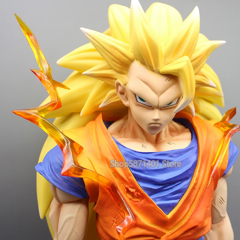 48cm Dragon Ball Figures SSJ3 Son Goku Action Figures Super 3 Goku Double Heads Anime PVC Collection Model Toys Ornamen Gifts