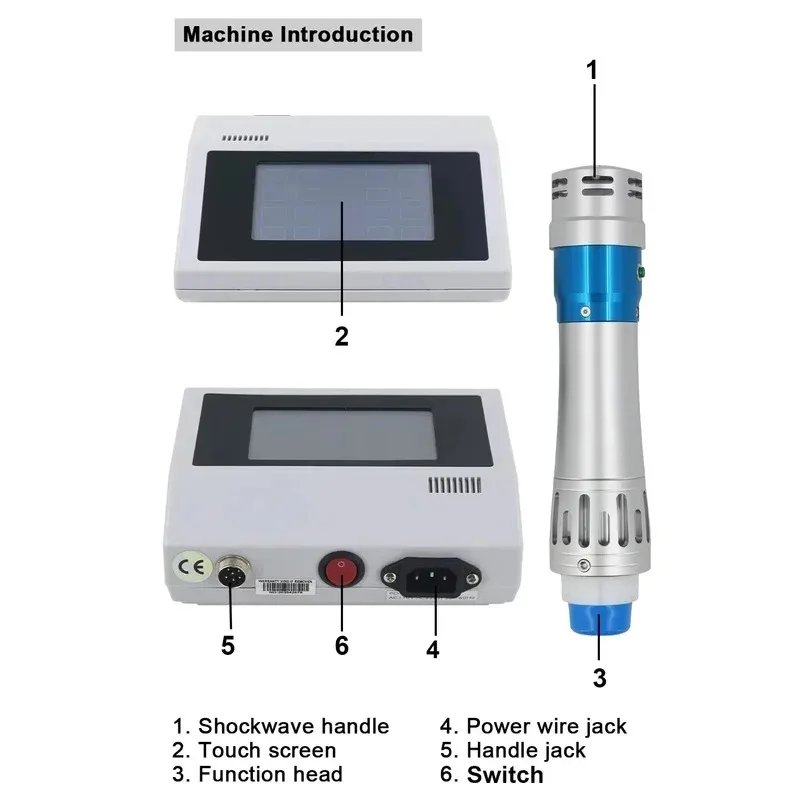300MJ Shock Wave Therapy Machine with 7 Heads Body Massage ED Treatment Relax Physiotherapy New Shock Wave Equipment Pain Relief