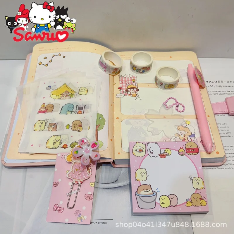 Sanrio Melody Kuromi Cinnamoroll Handbook Set Cute Girly Heart Stationery Set Guka Sticker Password Notepad Gift Box 30.5*23.2cm