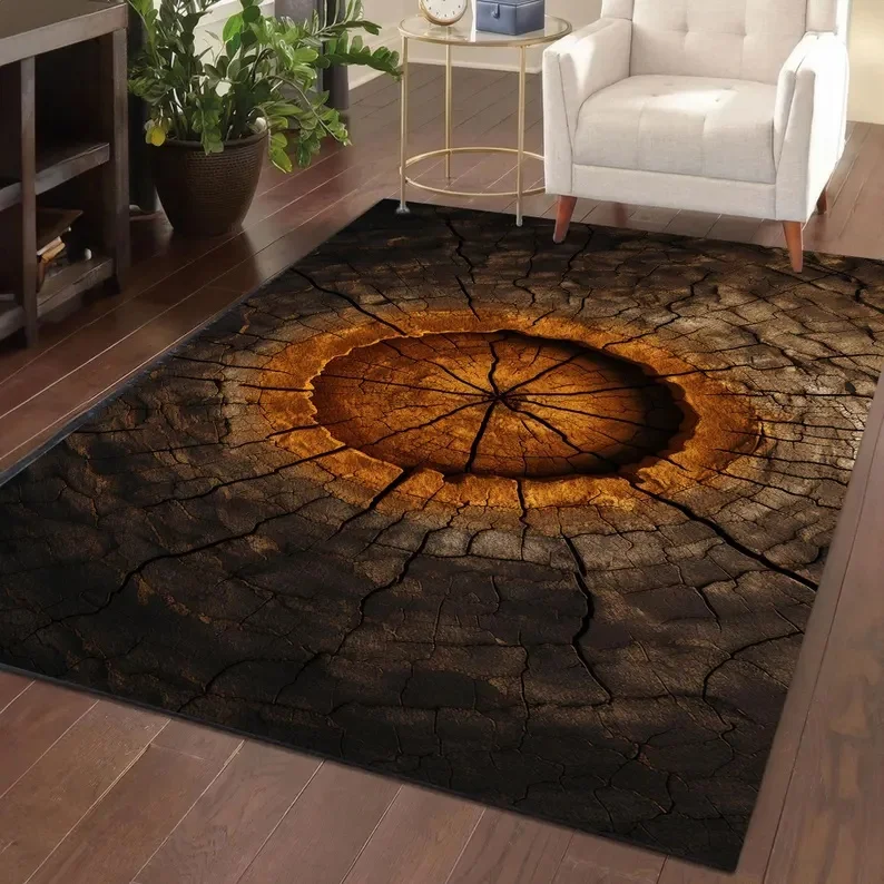 3D Illusion Carpet Ring Pattern Living Room Rug Visual Extension Bedroom Living Room Entrance Covered with Large Carpet