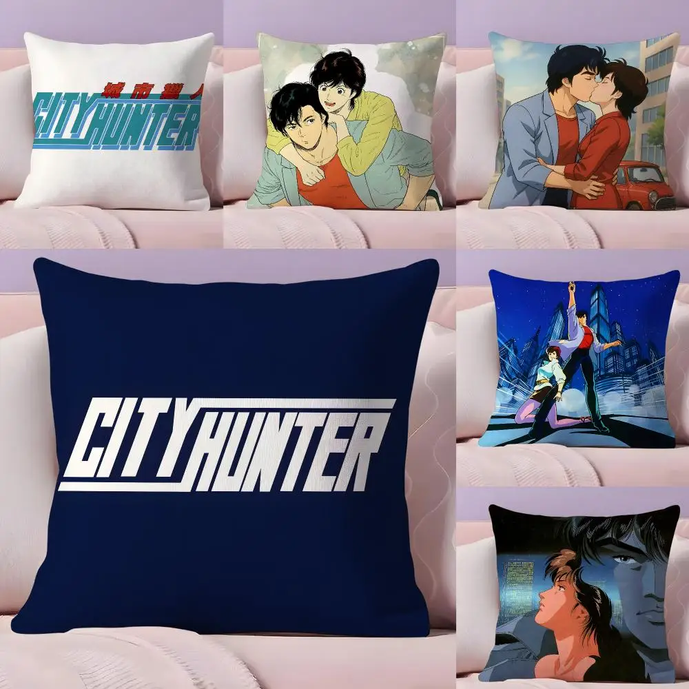 Anime C-City Hunter Cushion Cover Pillow Case Plush Fabric Soft Double Sided Print Home Sofa High Quality Cushion